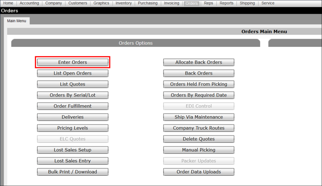 Basic Order Entry